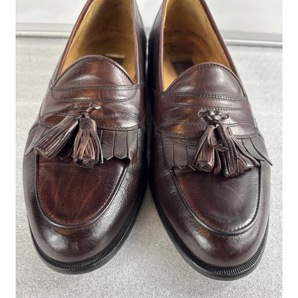 Johnston Murphy Brown Leather Tassel Loafer Shoe Mens 8. 5 M Italy Vintage main image 14